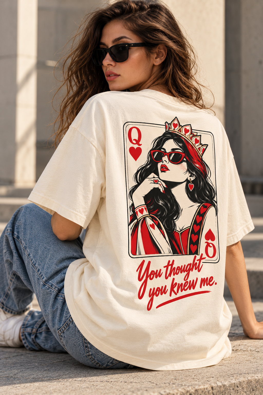 Queen of Hearts Oversized Tee – Off-White
